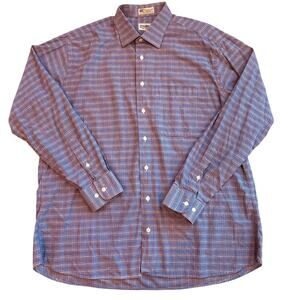 Gitman Bros Dress Shirt Men Sz XL Purple Plaid Kashmyl Button Up Long Sleeve USA